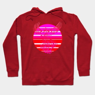 Arising Anew Phoenix and Retro Sunrise Vector Art Pink Red Hoodie